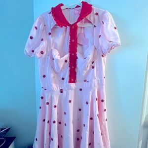 Pink and bared ladybug sugar thrills dress. Size XL, but runs small. Never worn.